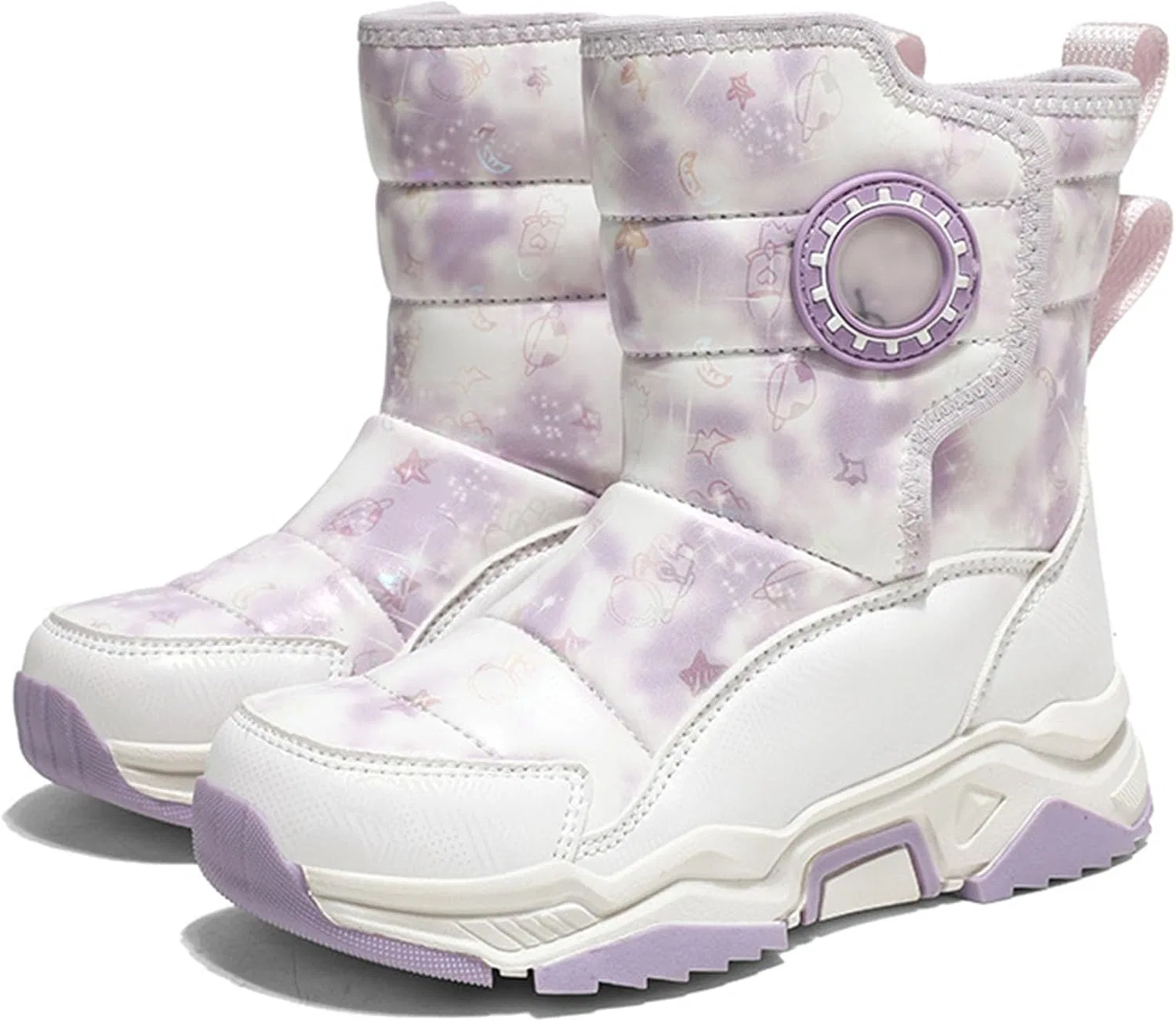Детские зимние сапоги для девочек водонепроницаемые нескользящие Clonicy, Purple