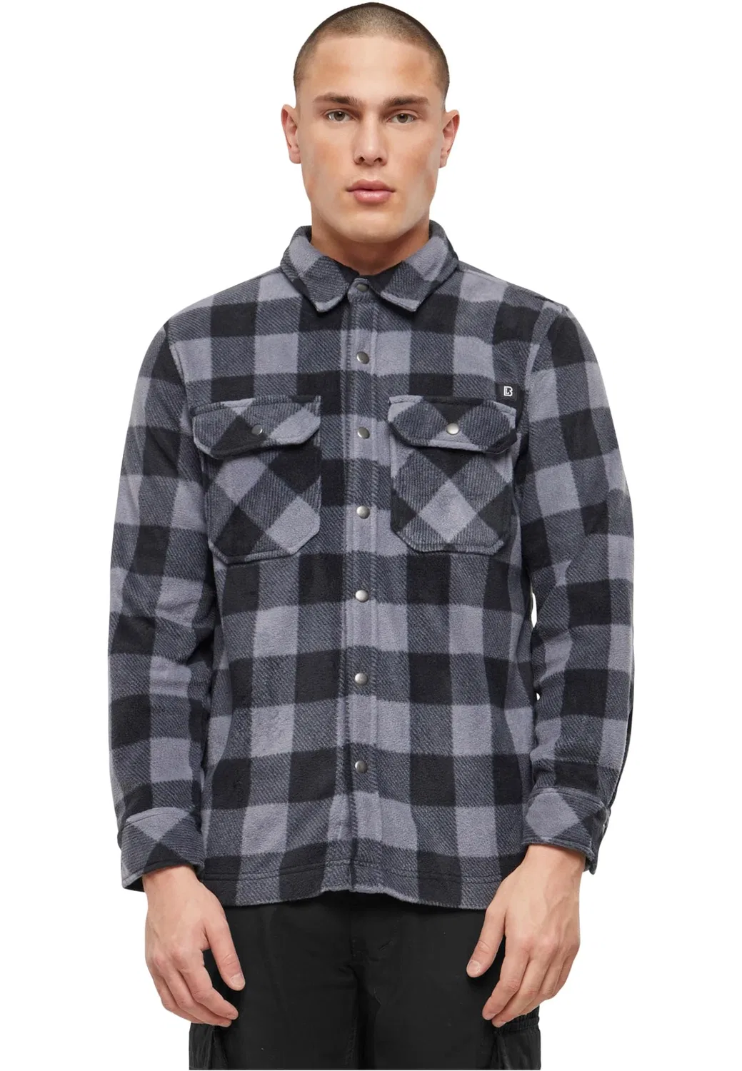 Мужская фланелевая рубашка с длинным рукавом Brandit, Black/Grey