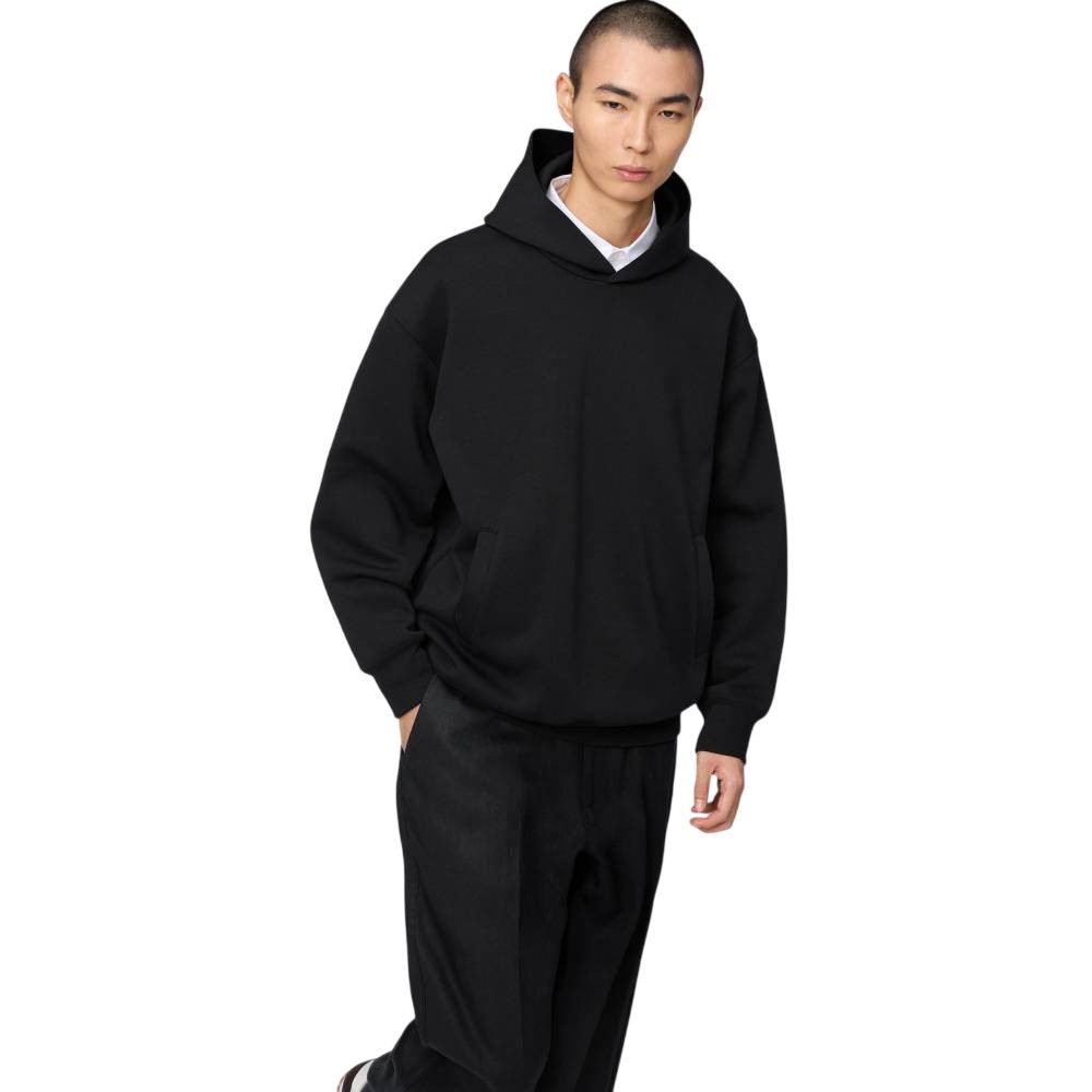 Худи-пуловер Uniqlo Oversized Sweatshirt Unisex, 09 черный