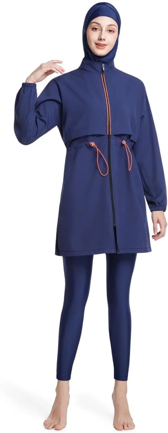 Женский купальный костюм с капюшоном полного покрытия Generic, Blue