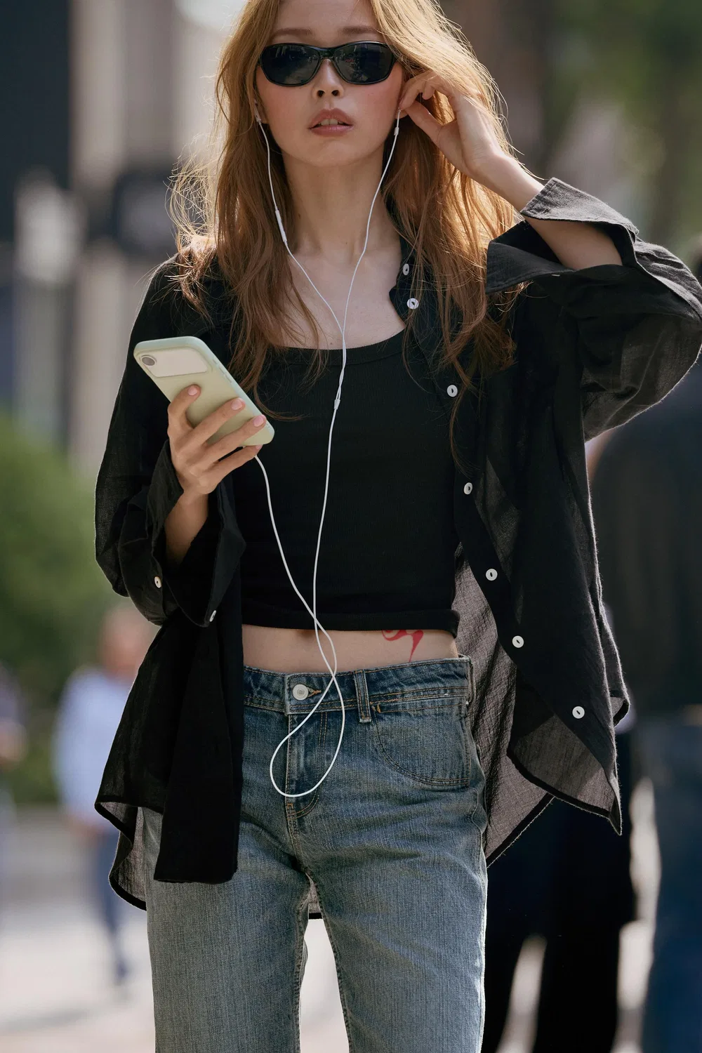 Рубашка из марли оверсайз с карманом ZARA, Black — фото 2