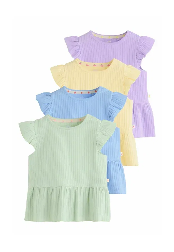 Футболка хлопок Next, Regular fit, Peplum 4 Pack, Basic T-shirt, Next, Multi, мультиколор