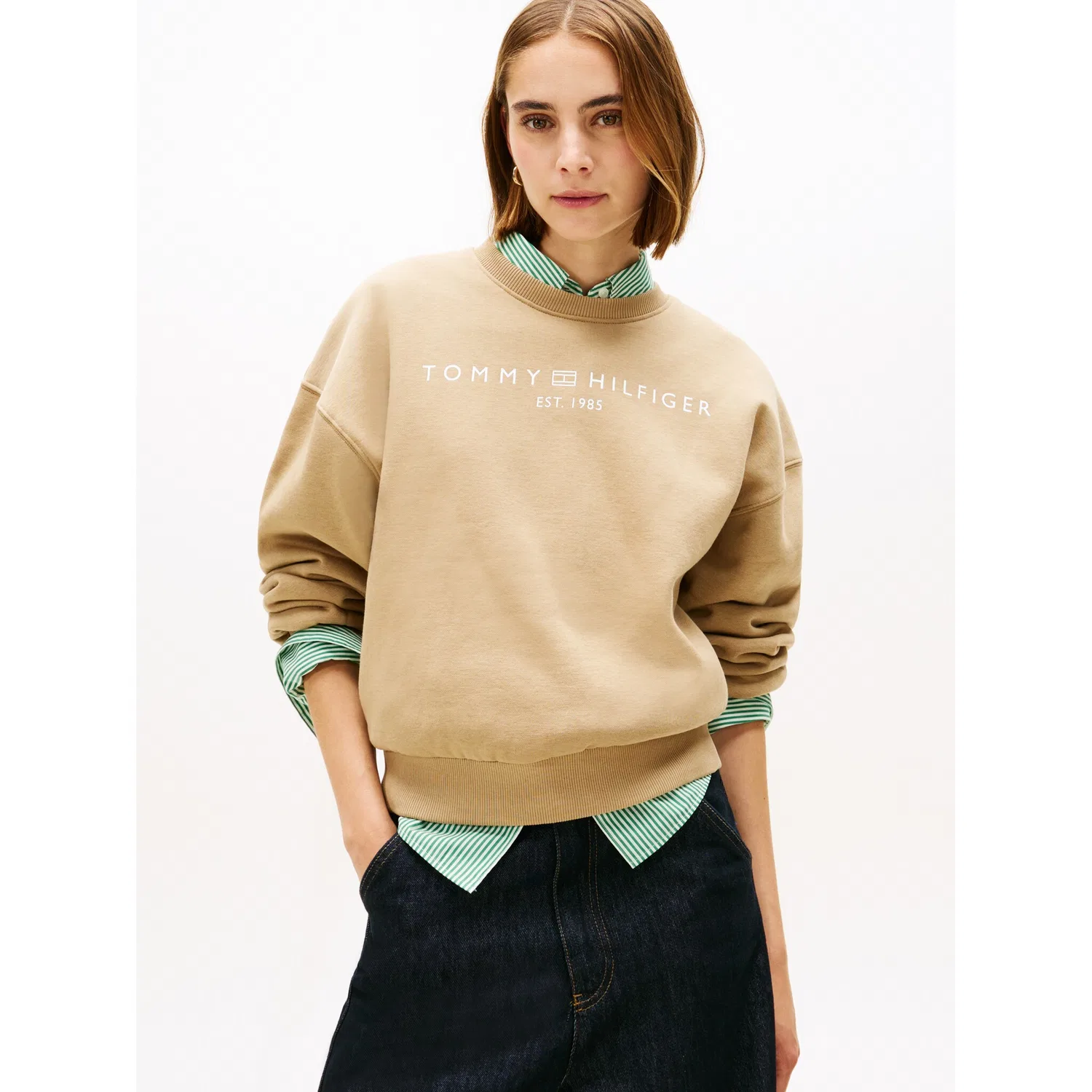 Женский свитшот с логотипом Tommy Hilfiger, Driftwood Taupe