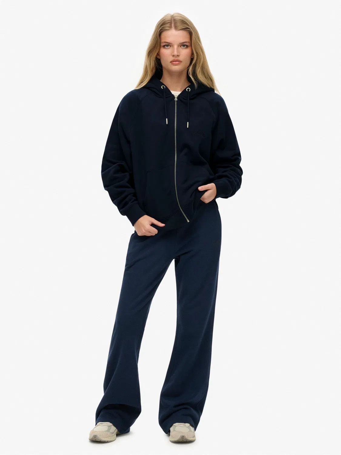 Худи с капюшоном, реглан, оверсайз, Essential Logo Superdry, синий — фото 4