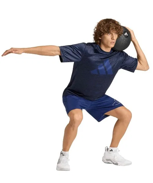 Мужские шорты с принтом Workout Essentials Base Pique Big Logo Adidas, Dark Blue — фото 3