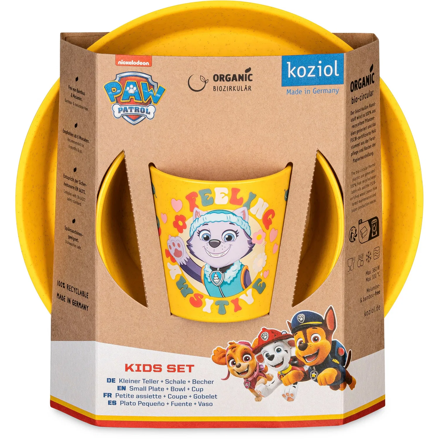 Детский набор посуды 3 предмета с принтом CONNECT GROW PAW PATROL KOZIOL, Organic Yellow Paw Patrol — фото 3