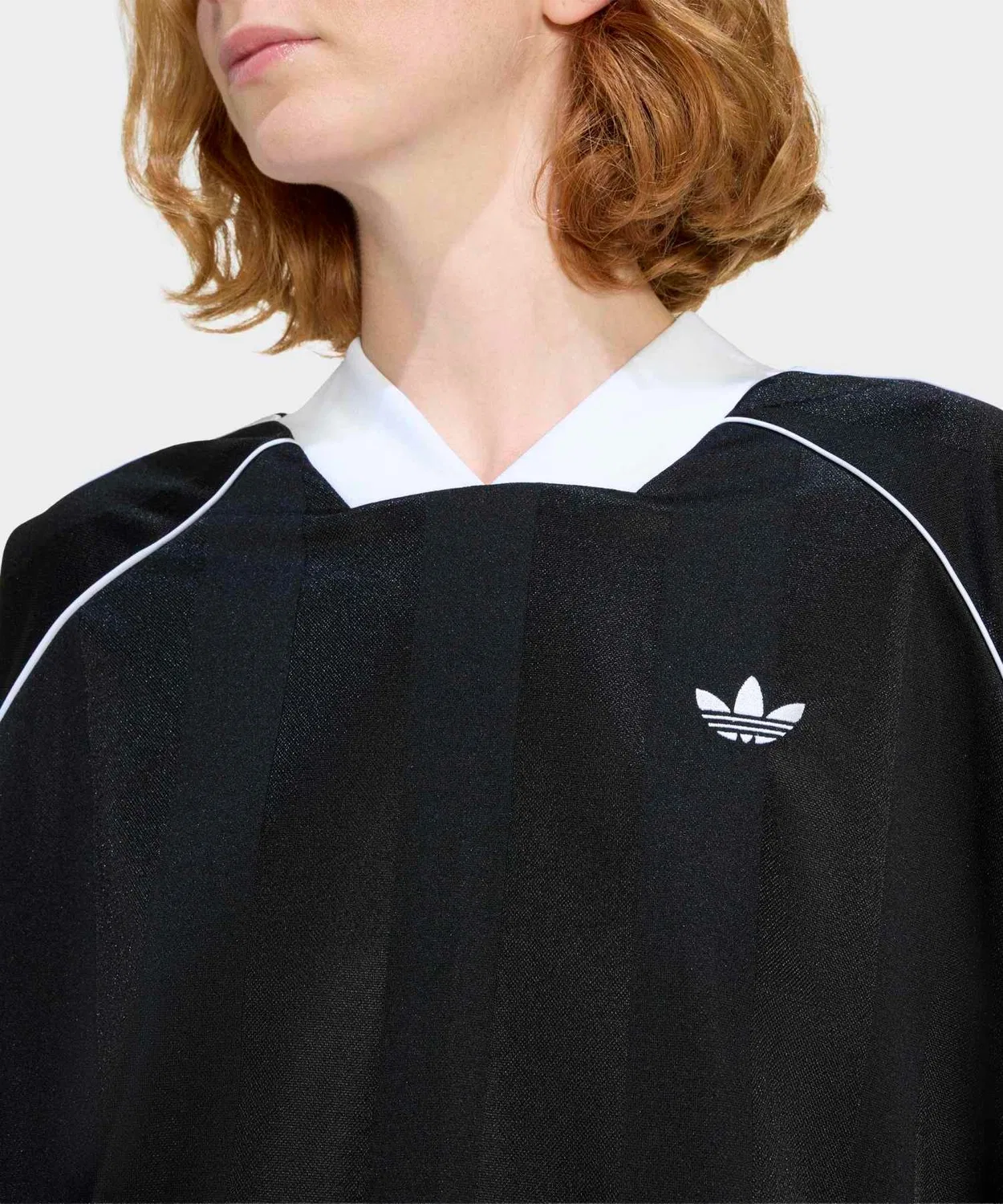Женский лонгслив оверсайз с принтом три полосы Adidas Originals, Black — фото 3