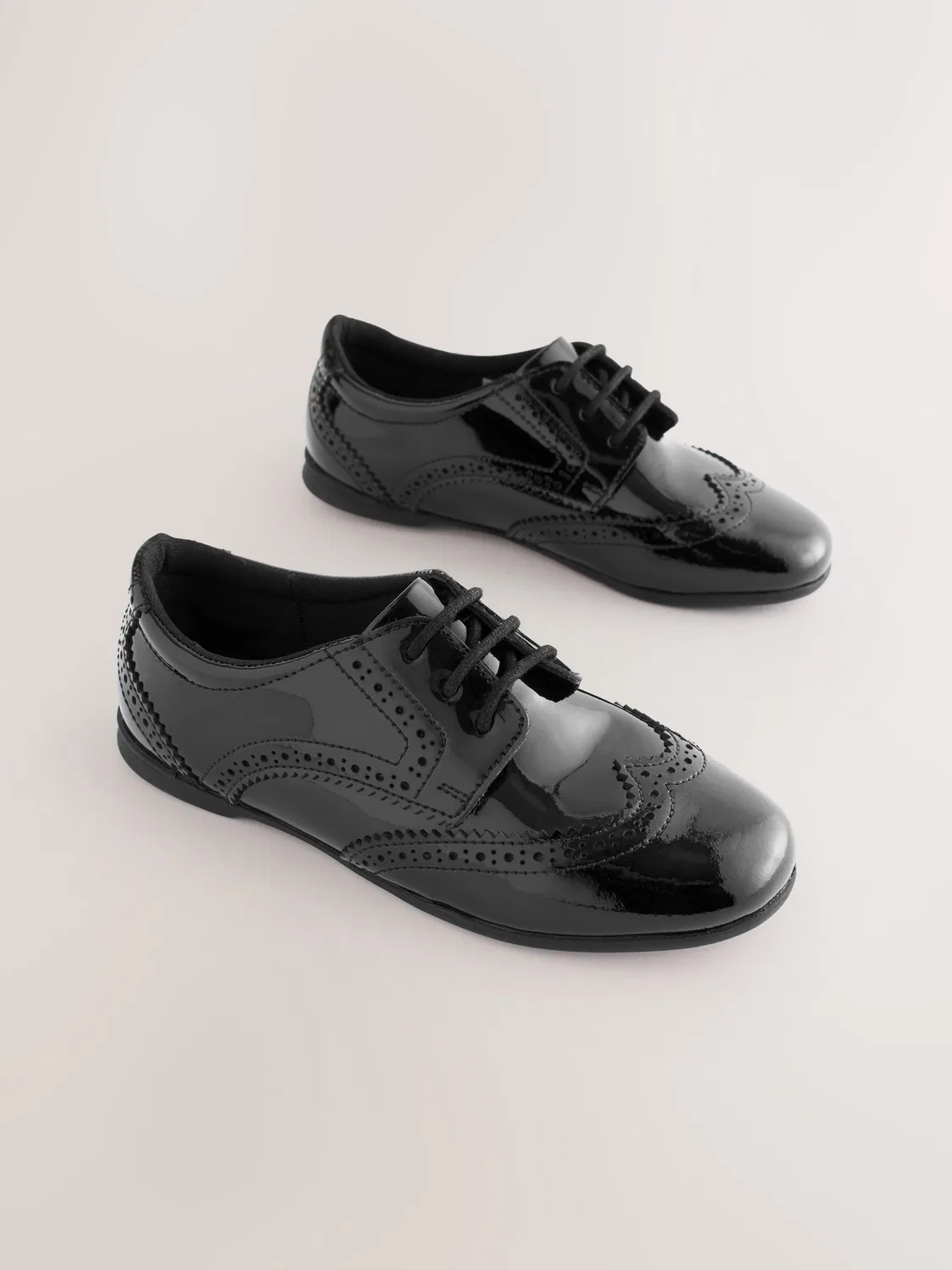 Туфли броги на шнуровке, кожа Next, Black Patent