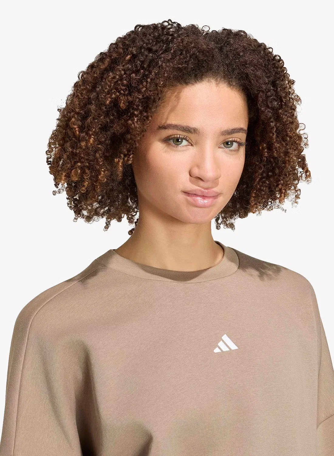 Свитшот с маленьким логотипом Adidas, хаки — фото 3