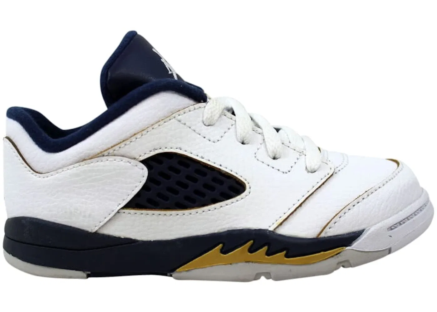 Детские кроссовки с низким верхом Jordan 5 Retro Low Jordan, White/Midnight Navy Metallic Gold