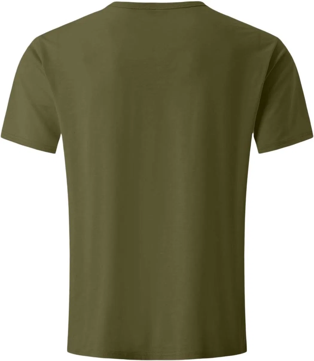 Мужская футболка повседневная с воротником-поло Cotton Linen Henley, Army Green — фото 4