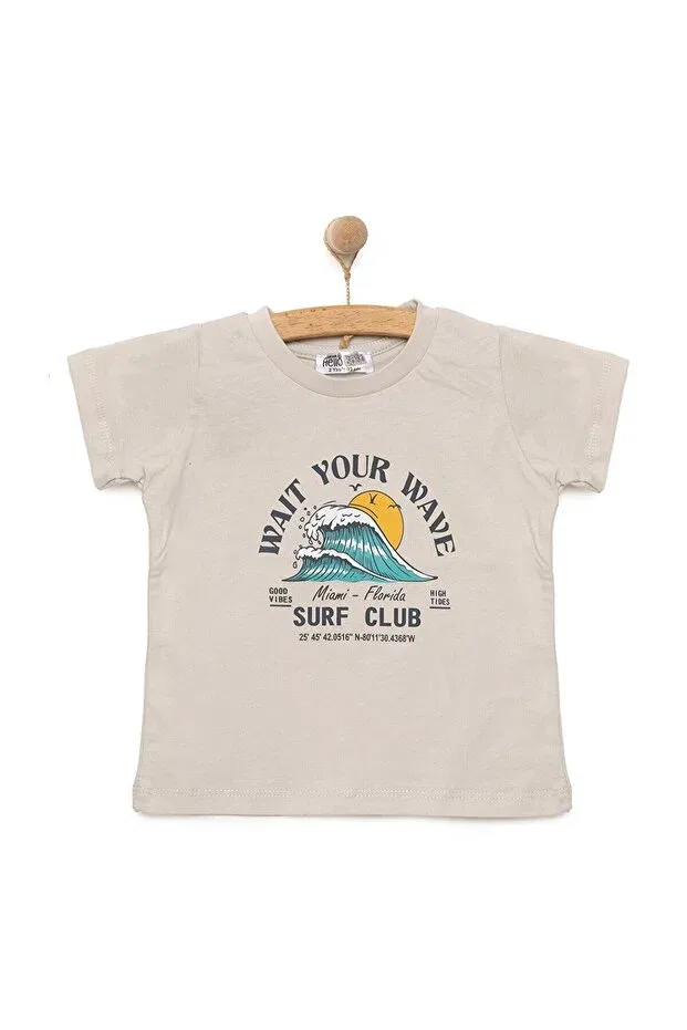 Детская футболка для мальчиков с принтом Hellobaby Basic Wave Printed Tshirt Ebebek Hello Baby, Gray
