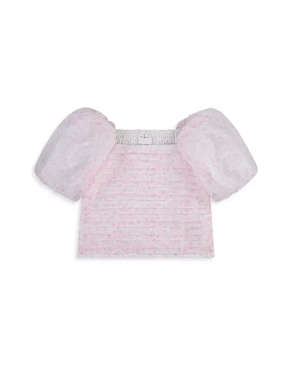Детский топ для девочек с коротким рукавом-фонарик Emerson Abercrombie Kids, Cashmere Rose