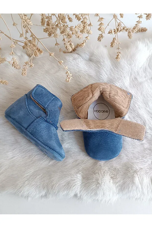 Детские ботинки для мальчиков из натуральной кожи с мехом Lucca blue Hodore, Blue — фото 4