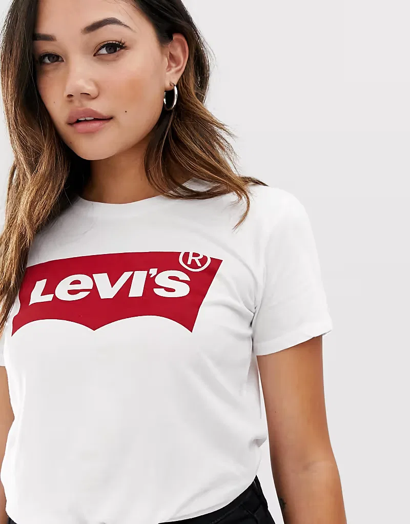 Рубашка Levi's с логотипом "летучая мышь" в бело-красном цвете — фото 3