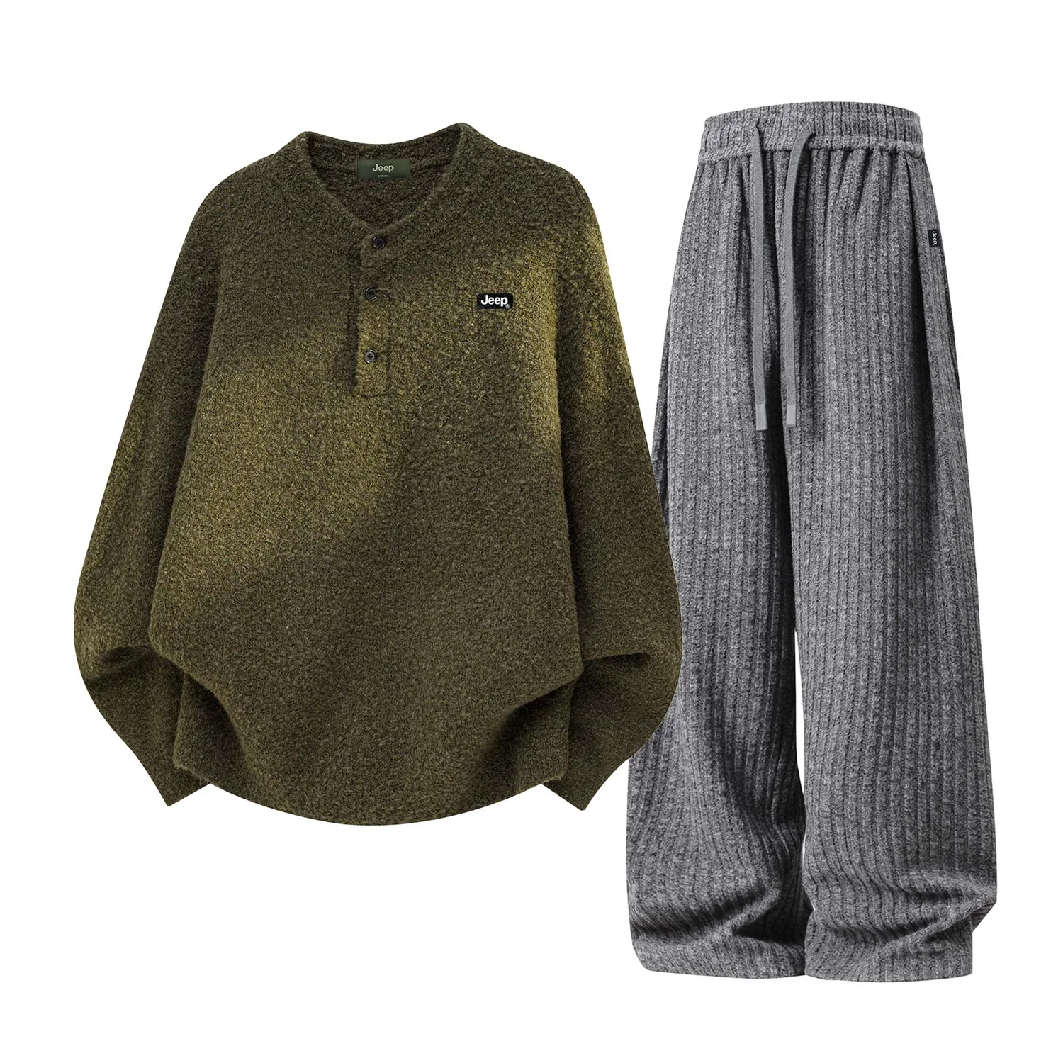 Детский комплект из свитшота и брюк с принтом Jeep, Цвет: Moss Green/Dark Gray