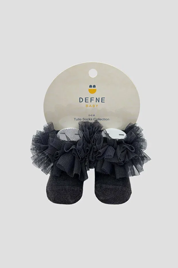 Детские носочки для девочек с оборкой Defne Baby, Smoke Grey
