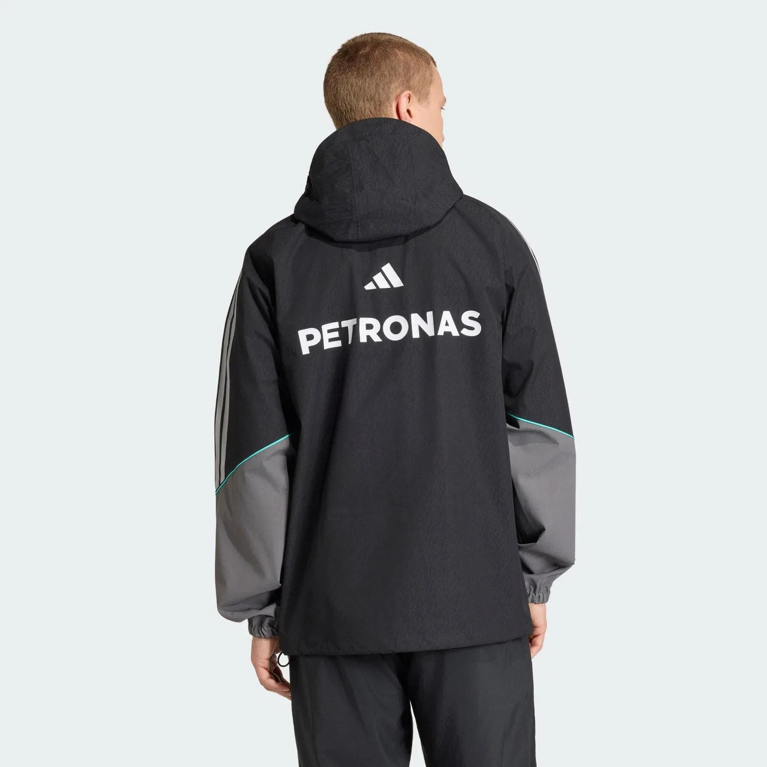 Мужская дождевик с капюшоном Mercedes-AMG Petronas Formula 1 Team Mechanics, Adidas, Schwarz — фото 4