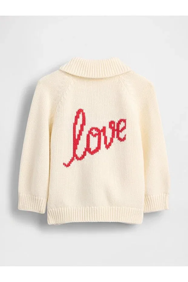 Детский кардиган с принтом Baby Cream Love Shawl Cardigan Gap, Cream