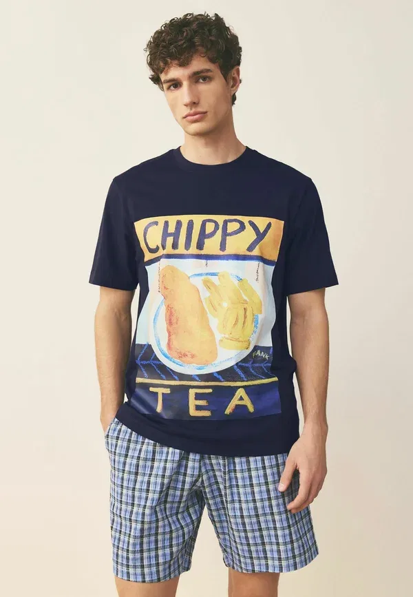 Комплект пижамы с принтом Frankie Thorp Short Sleeve Set Next, navy blue, темно-синий