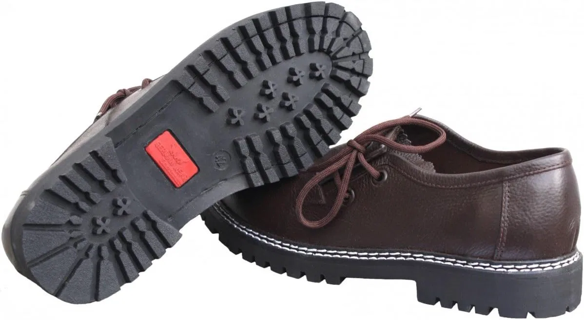 German Wear Немецкие традиционные туфли Haferlschuhe из гладкой кожи, ручной работы, темно-коричневого цвета — фото 4