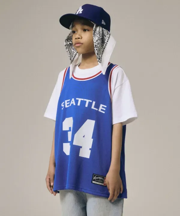 Майка баскетбольная оверсайз Giant Fit Takeasy Kids, синий — фото 3