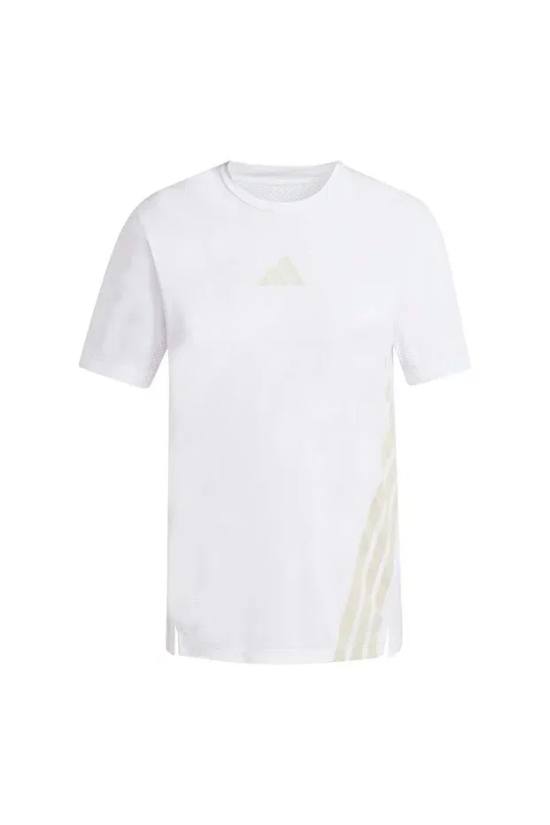 Женская футболка спортивная с принтом Adidas, White — фото 4