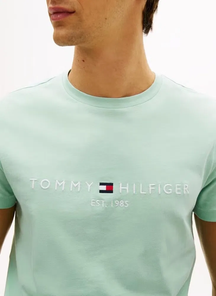 Футболка с вышивкой логотипа Tommy Hilfiger, мятный — фото 3