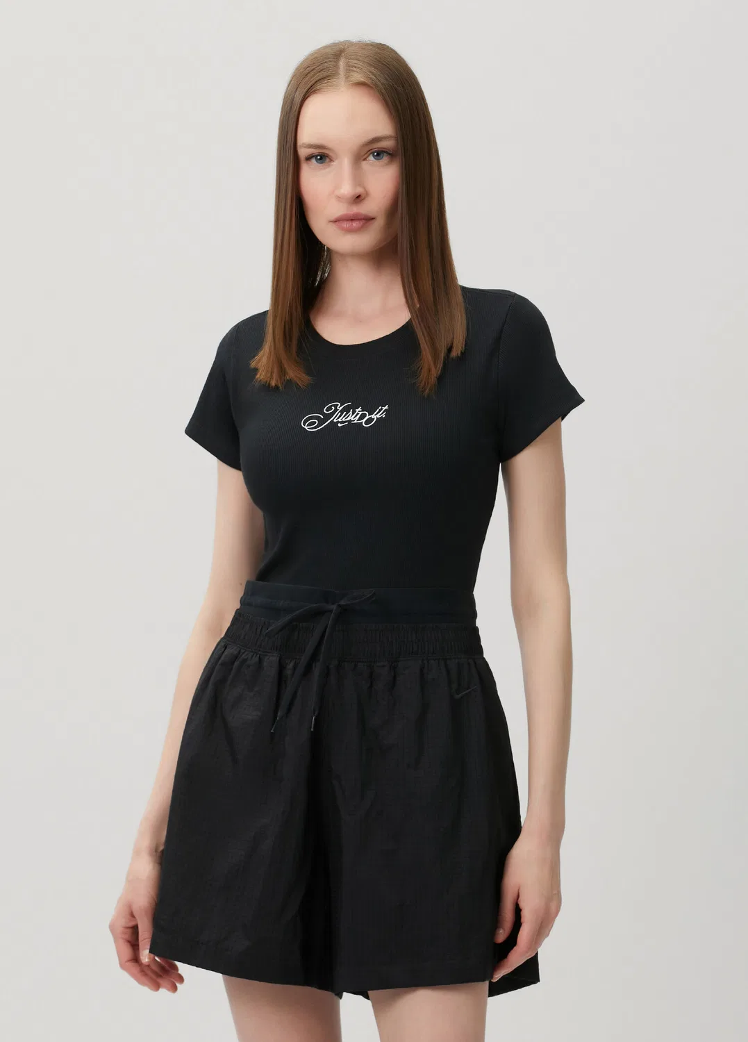Топ Nike Rib Mod Crop, серый