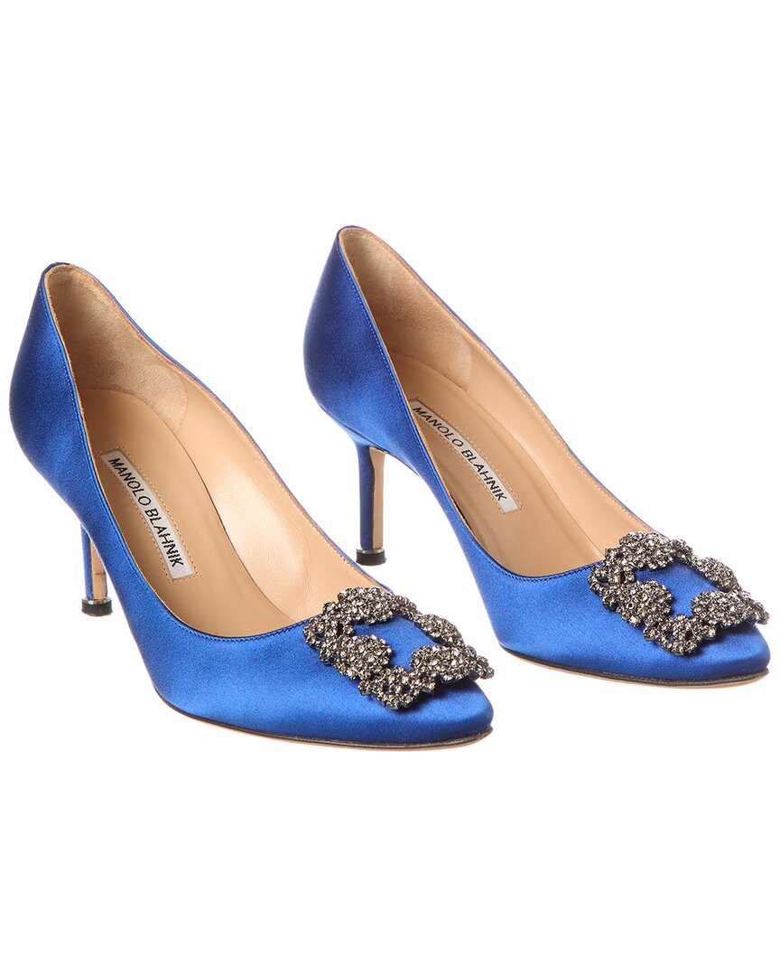 Туфли Manolo Blahnik Hangisi 70 Satin Pump (подлинные, б/у), синий
