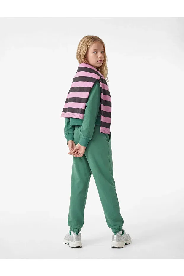 Детские спортивные штаны для девочек с принтом Jogger sweatpants with raised print and pocket detail Koton, Green — фото 2