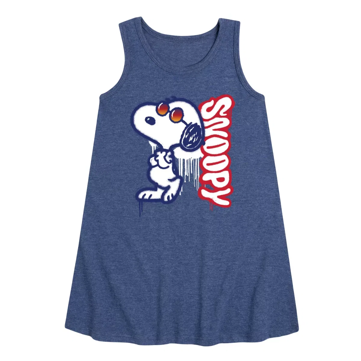 Детское платье-трапеция без рукавов Graffiti Snoopy Peanuts, Heather Navy