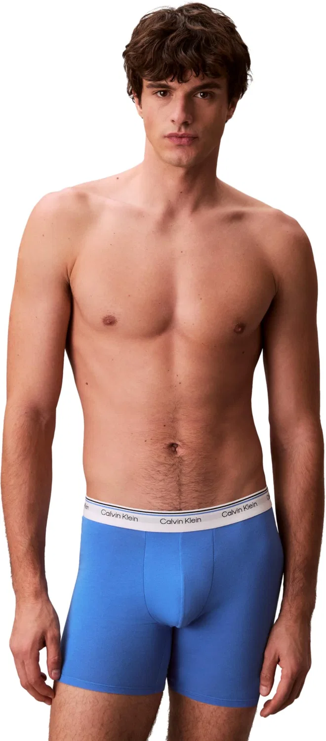 Мужские трусы-боксеры с длинной штаниной Calvin Klein, Black (Black/Wrapped Logo Black/Regatta) — фото 3