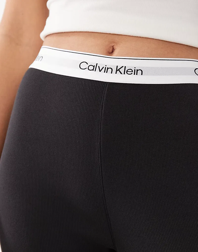 Леггинсы в рубчик от Calvin Klein, черный — фото 4