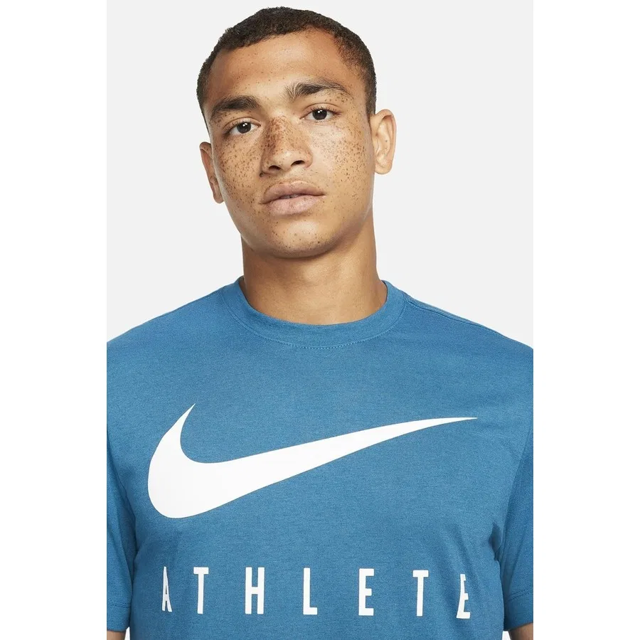 Футболка спортивная с принтом Nike Dri Fit Training Cotton Tee, Синий — фото 3