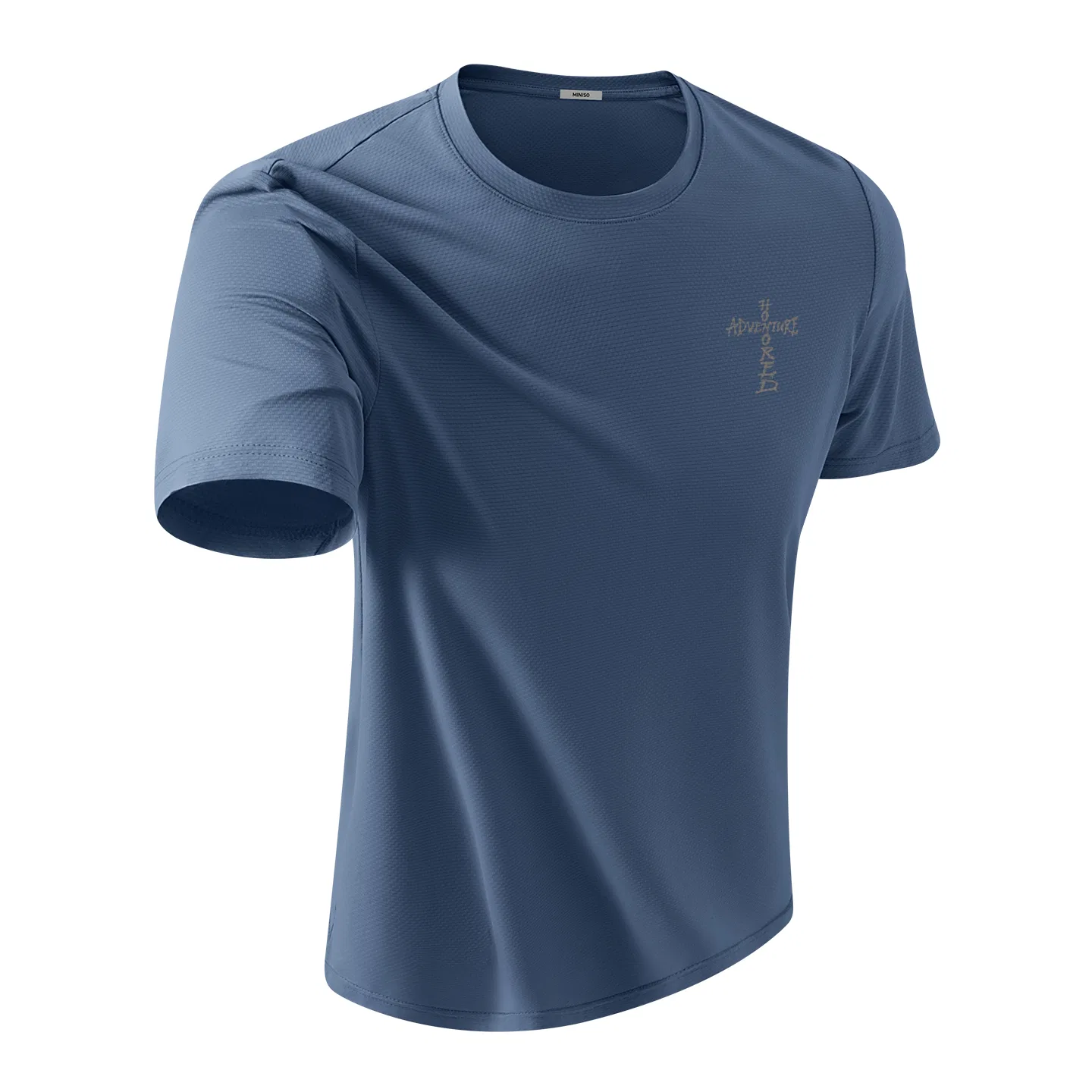 Футболка детская с принтом Cross Dark Line Chest Logo MINISO, Sea Blue
