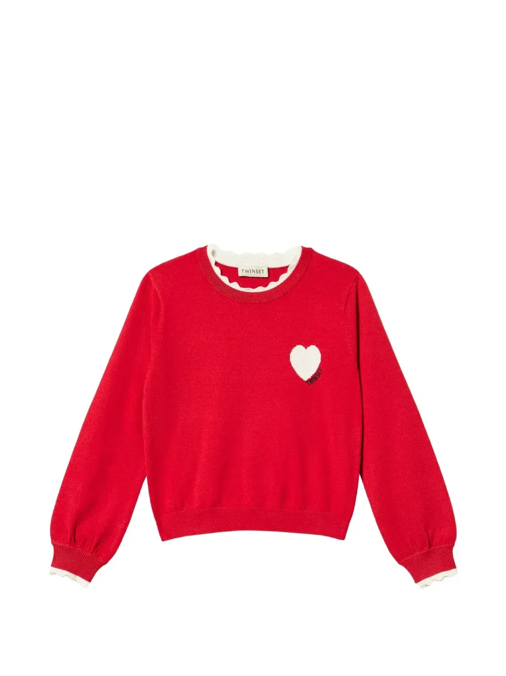 Джемпер с сердцем и логотипом Twinset Kids, красный