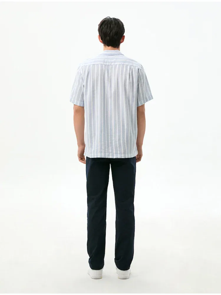 Рубашка с коротким рукавом, свободный крой, полосатая TOMMY HILFIGER, Light Blue — фото 3