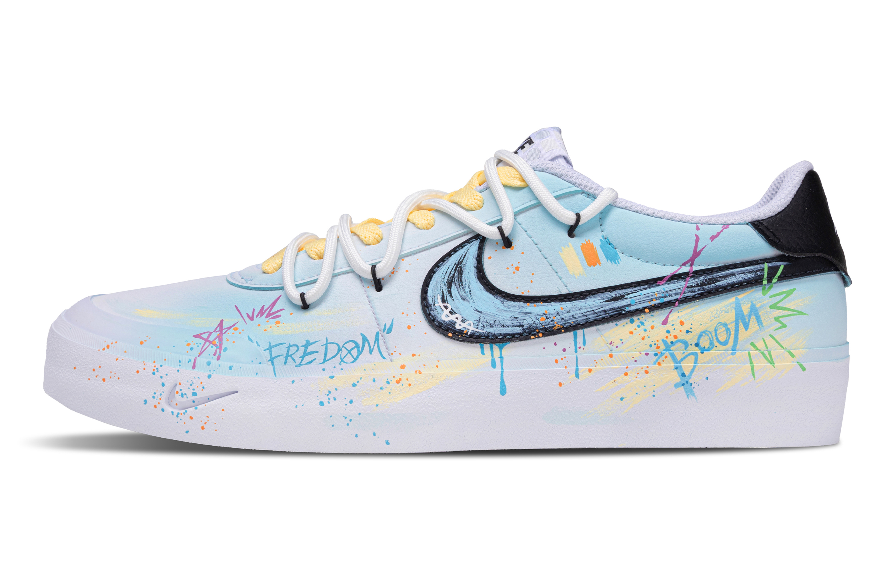

Nike Кроссовки Court Shot Sparkling Neon, износостойкие и легкие, низкие, для скейтбординга, мужские, белого, желтого и синего цветов