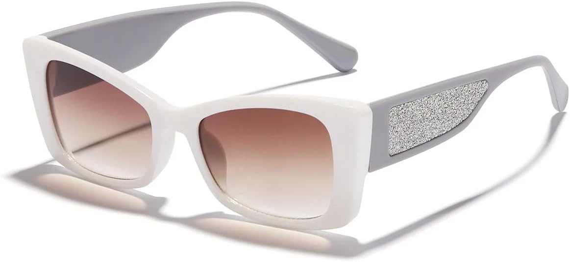 

Солнцезащитные очки с защитой UV400 | «Кошачий глаз», большая оправа, панк-стиль, разноцветные линзы | для женщин и мужчин, для занятий спортом на открытом воздухе и вождения DSVIGF, White Tea