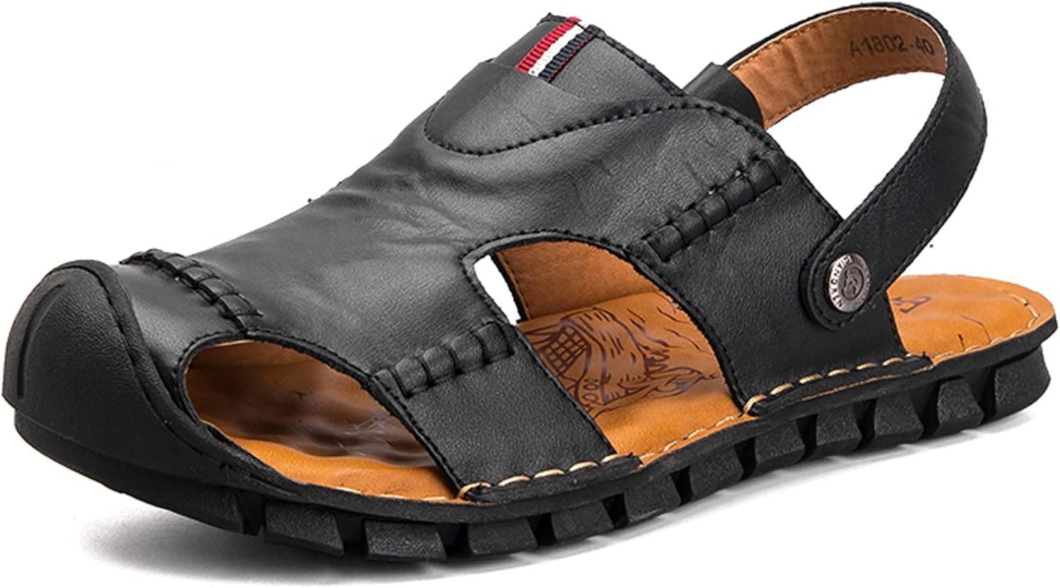 

Мужские спортивные сандалии для активного отдыха на улице, удобные кожаные походные и повседневные сандалии, тапочки, нескользящие, быстро сохнущие, летние сандалии для рыбалки и пляжа, с регулируемой посадкой Generic, черный