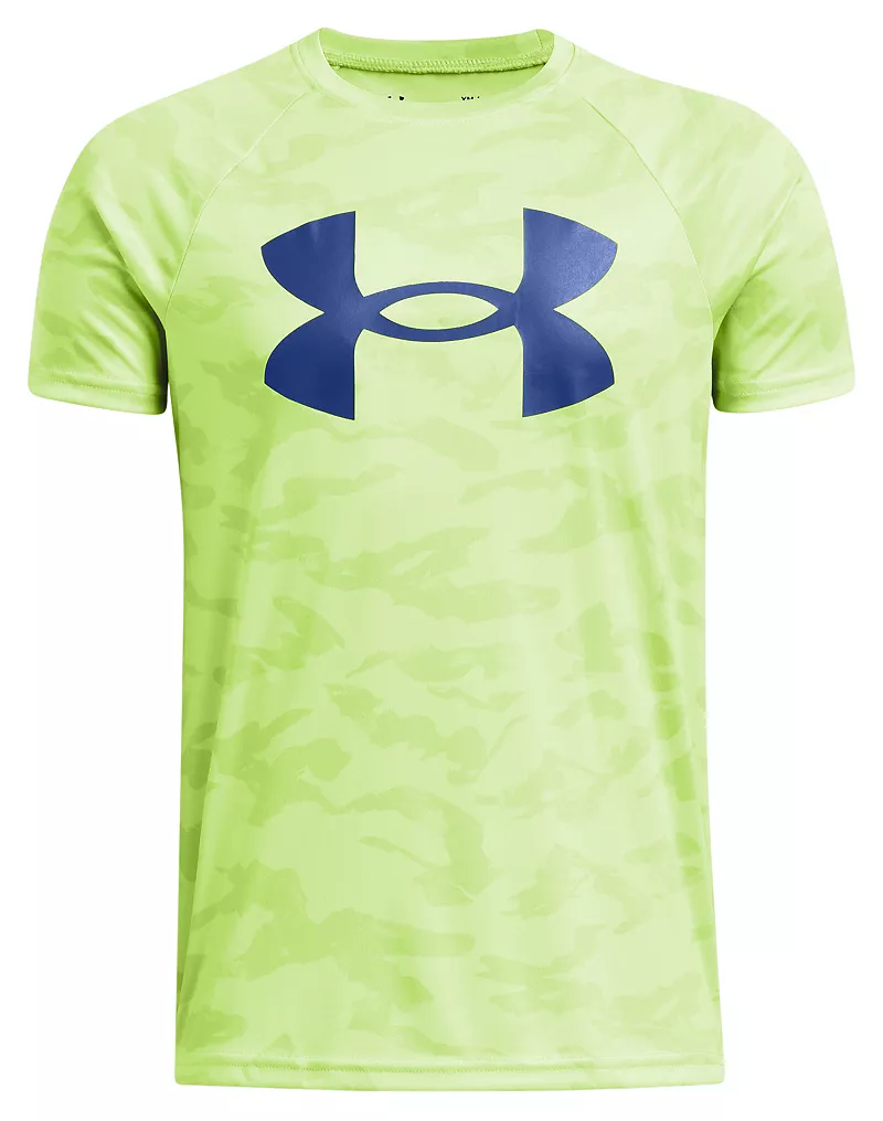 

Футболка с короткими рукавами и логотипом Under Armour для мальчиков, цвет Morph Green/Tech Blue