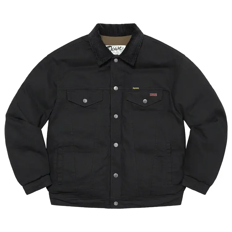 Куртка-тракер Supreme x Schott Canvas Down Trucker Jacket, цвет «черный»