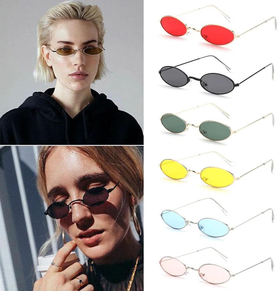 

Маленькие ретро-солнцезащитные очки овальной формы, металлические, черного цвета, для женщин, винтажные модные солнцезащитные очки круглой формы MTZJH, Gold Red