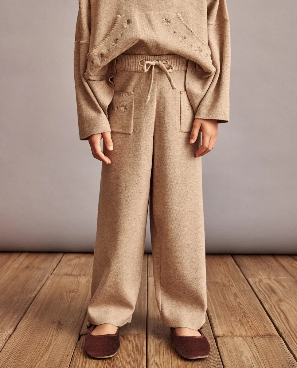 

Вельветовые кюлоты с карманами и вышивкой для девочек Coconut El Corte Inglés, песочный