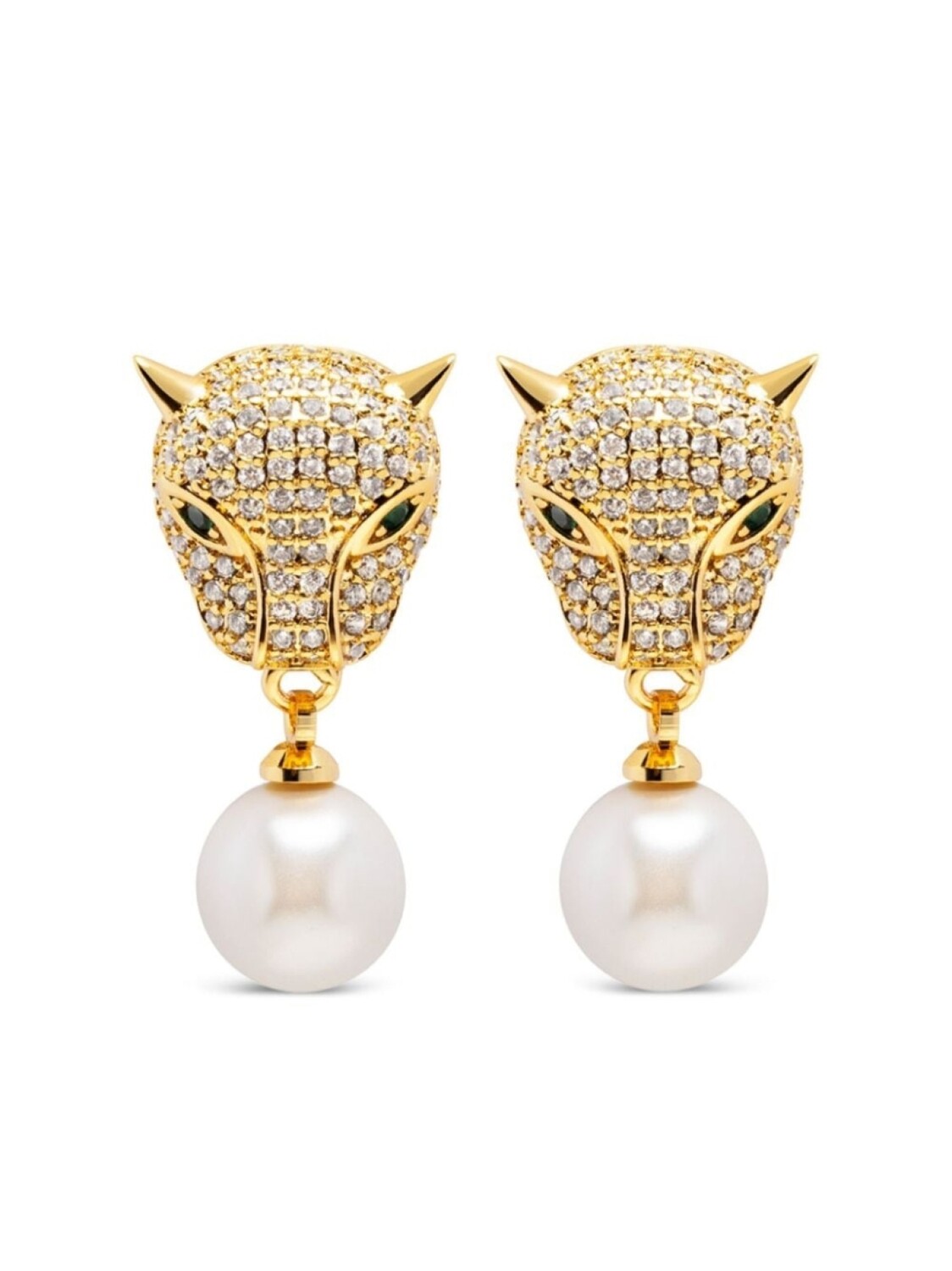 

Позолоченные серьги-подвески Panther с жемчугом Nialaya Jewelry, золотой