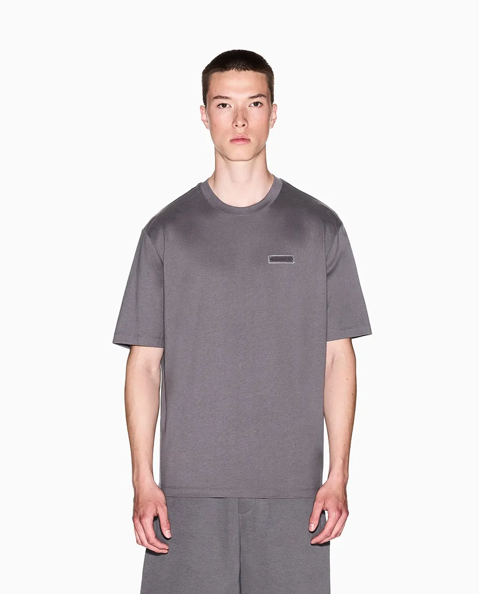 

Мужская футболка с коротким рукавом с логотипом в тон на груди и спине Armani Exchange, темно-серый