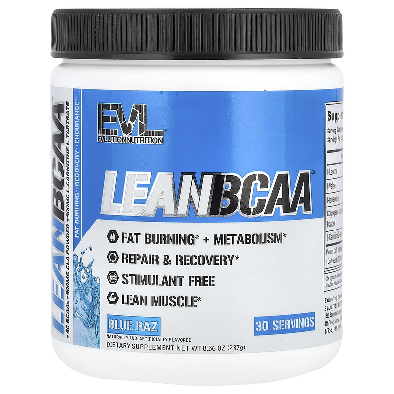 

EVLution Nutrition, Lean BCAA, Blue Raz, 237 г (8,36 унции)