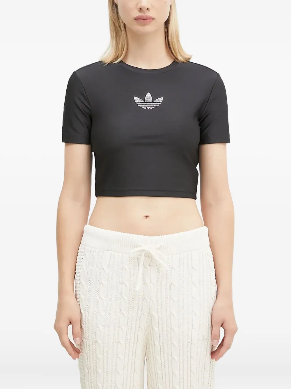 

Футболка с короткими рукавами, украшенная кристаллами adidas, черный