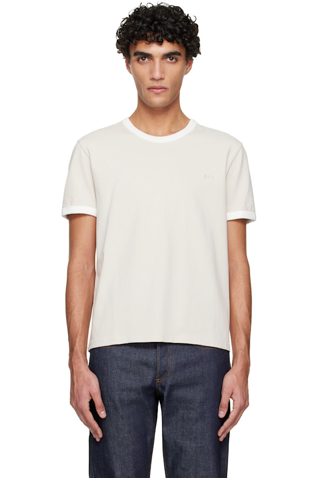 

A.P.C. Бежевая футболка с вышитым логотипом